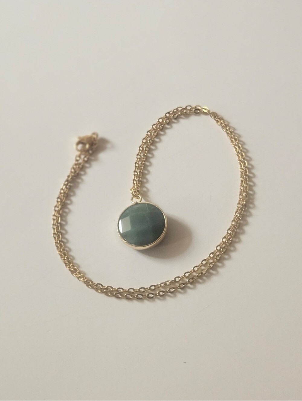 Gold & Jade Fauceted Stone Necklace